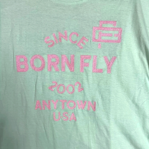 Born Fly T-Shirt Mint Green and Pink - Men's Size Small New In Bag - Picture 2 of 7
